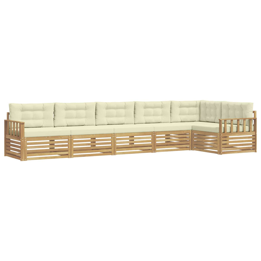 Outdoor-Sofagarnitur mit Kissen 6 pcs Weiß und Creme Polyester