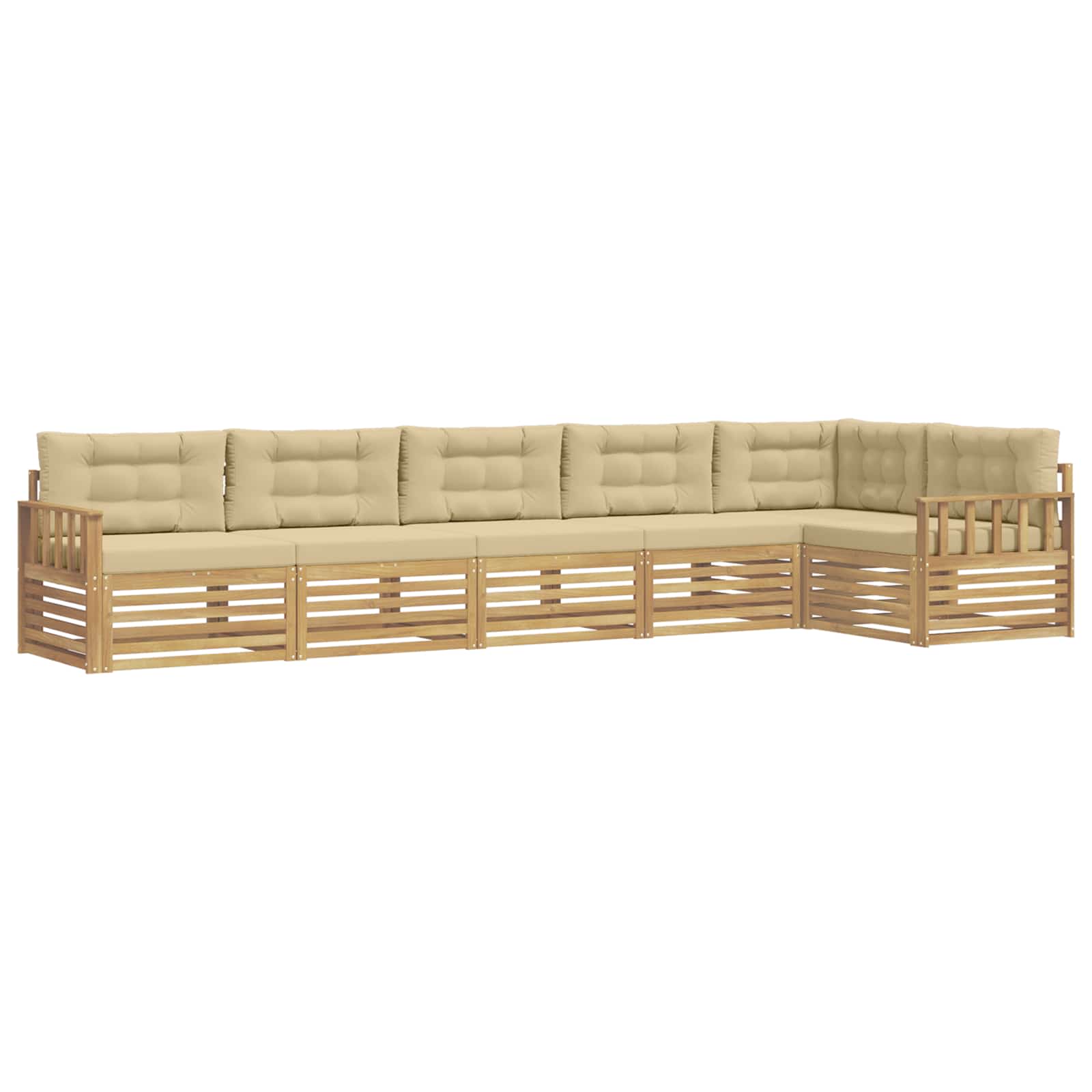 Outdoor-Sofagarnitur mit Kissen 6 pcs Weiß und Beige Polyester
