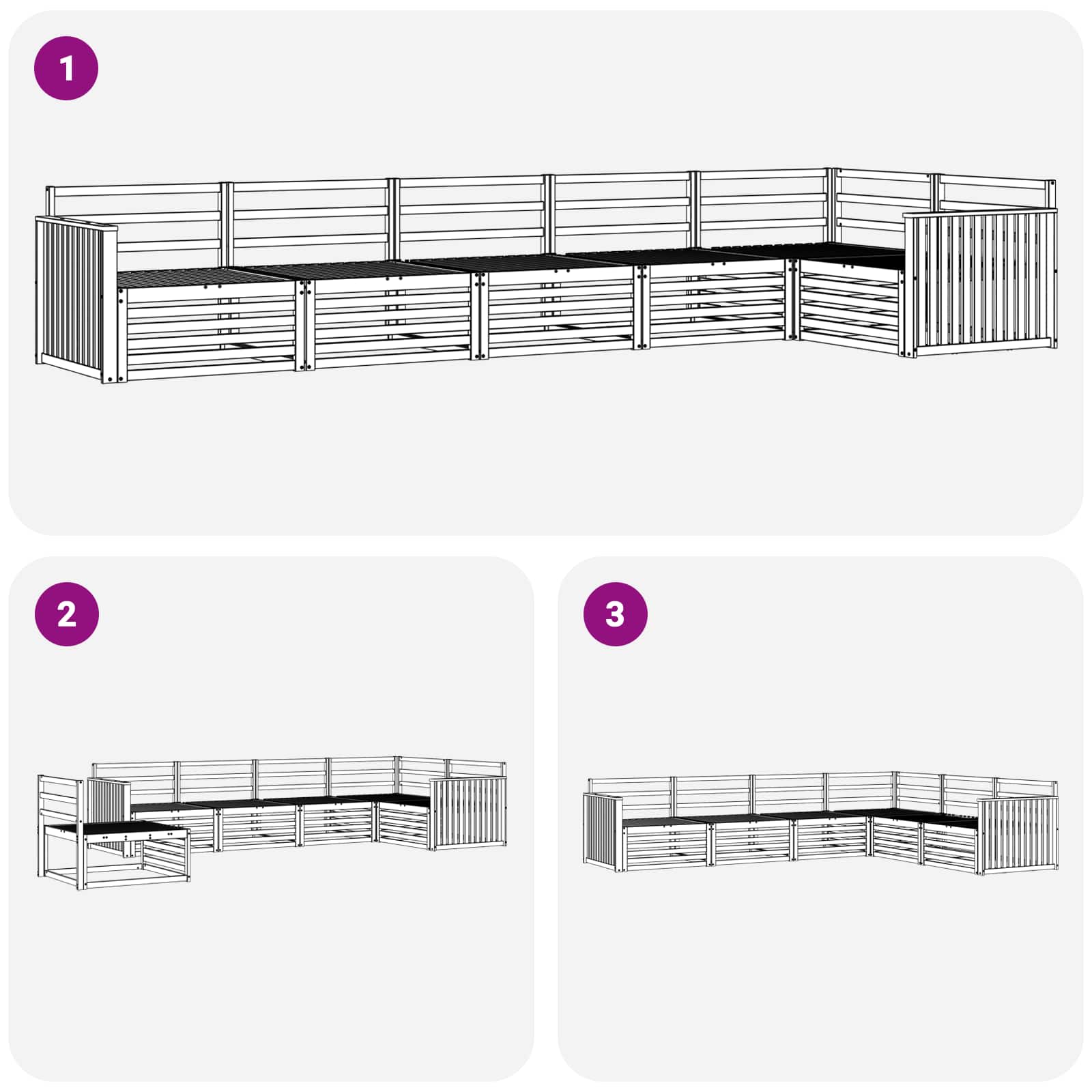 Outdoor-Sofagarnitur 6 pcs Weiß 406 x 168,5 x 73 cm