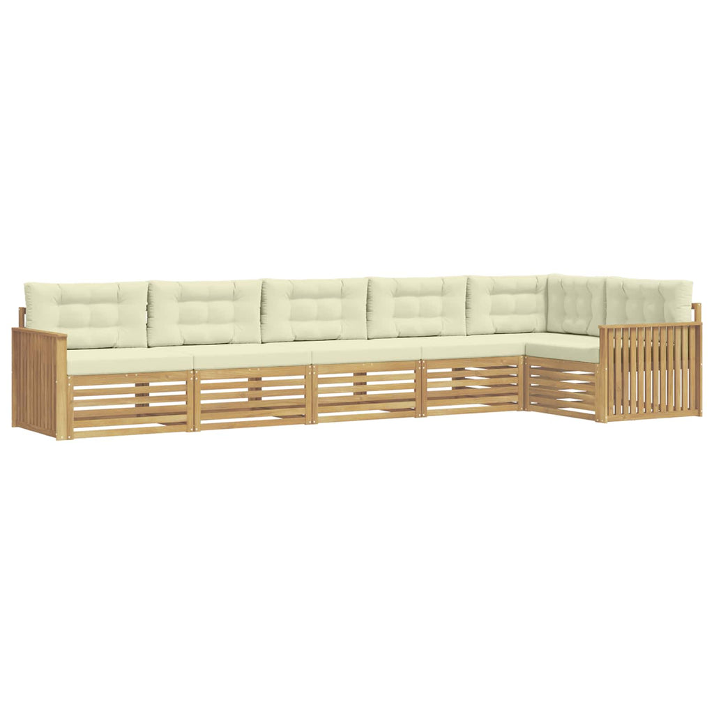 Outdoor-Sofagarnitur 6 pcs Weiß und Creme 406 x 168,5 x 73 cm