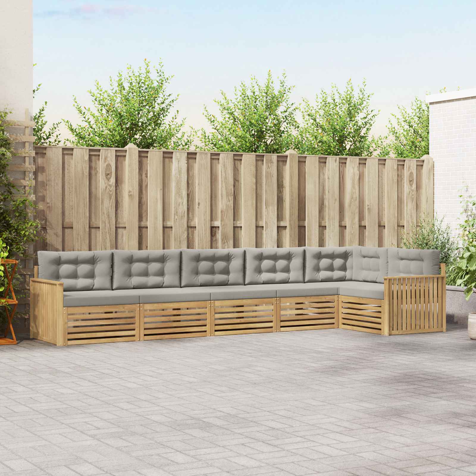 Outdoor-Sofagarnitur 6 pcs Weiß und Hellgrau