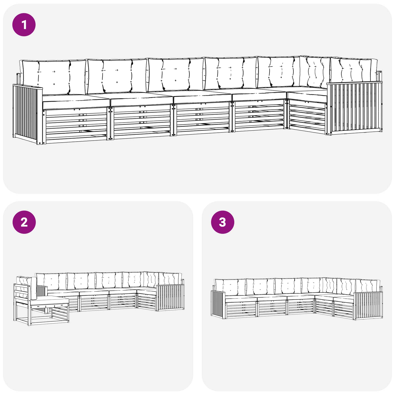 Outdoor-Sofagarnitur 6 pcs Weiß und Hellgrau