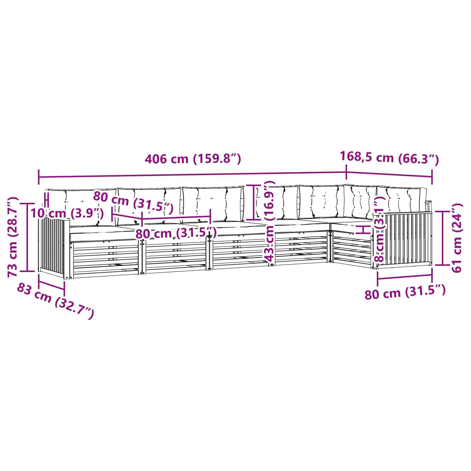Outdoor-Sofagarnitur 6 pcs Weiß und Anthrazit