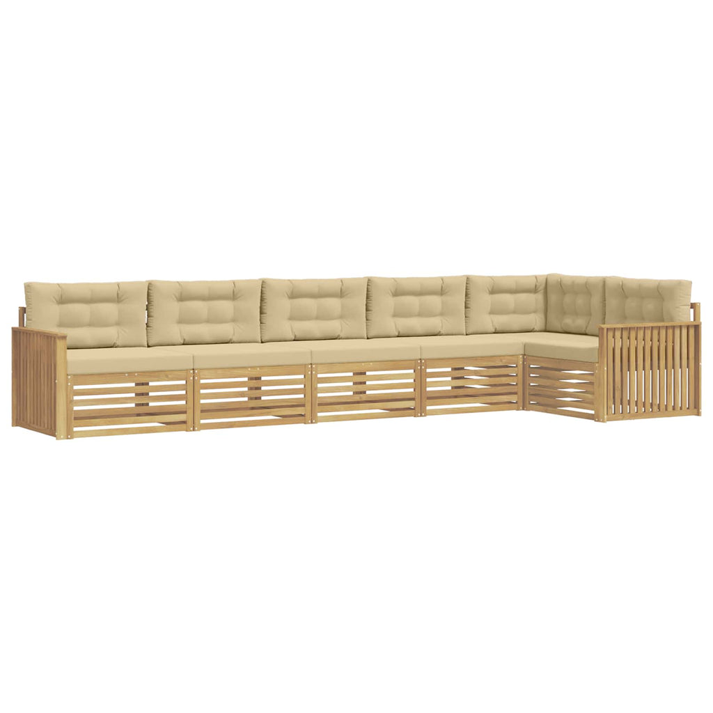 Outdoor-Sofagarnitur 6 pcs Weiß und Beige 406 x 168,5 x 73 cm