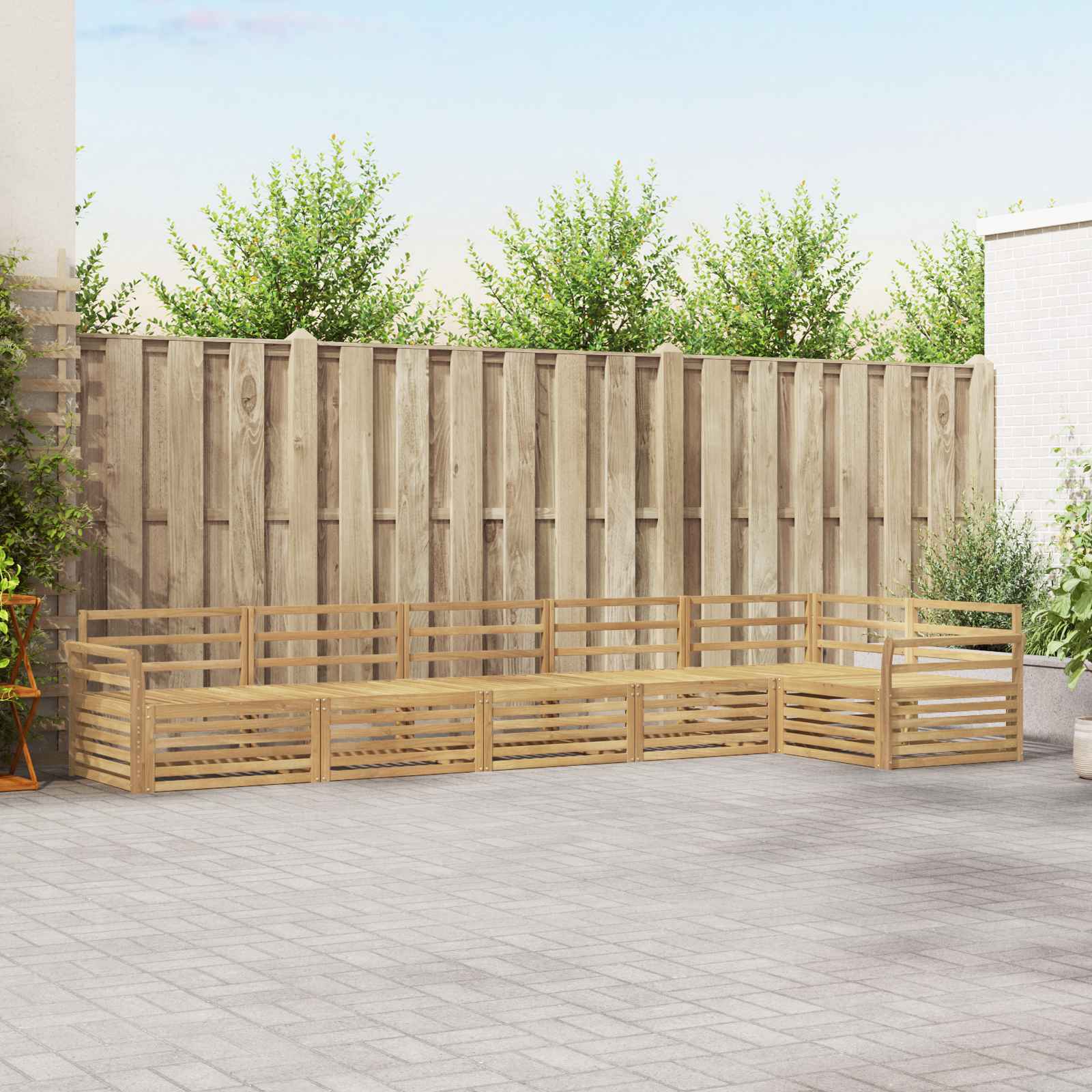 Outdoor-Sofagarnitur 6 pcs Weiß 408 x 170,5 x 73 cm