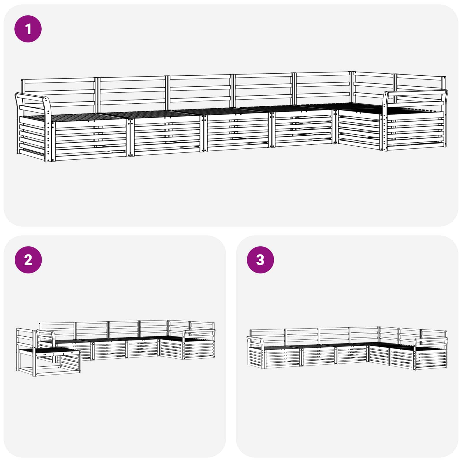 Outdoor-Sofagarnitur 6 pcs Weiß 408 x 170,5 x 73 cm