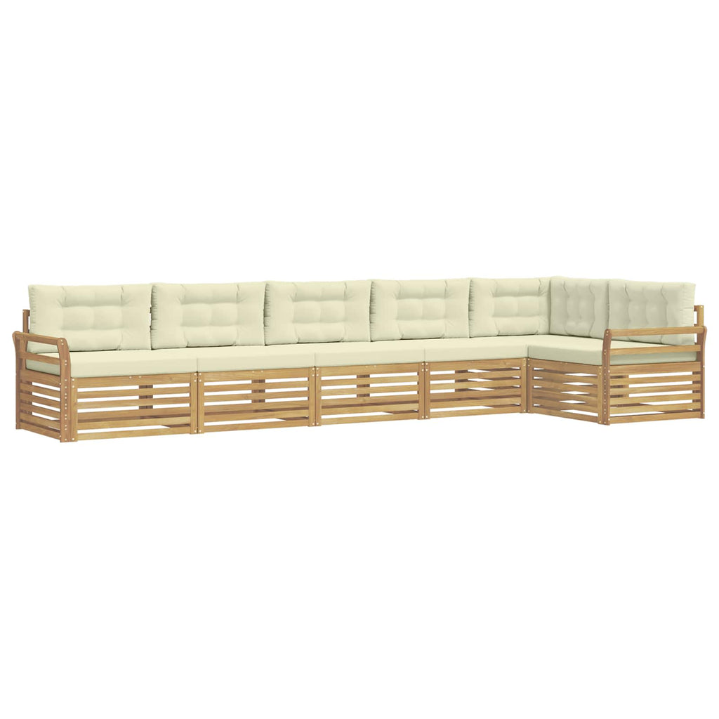 Outdoor-Sofagarnitur 6 pcs Weiß und Creme 408 x 170,5 x 73 cm