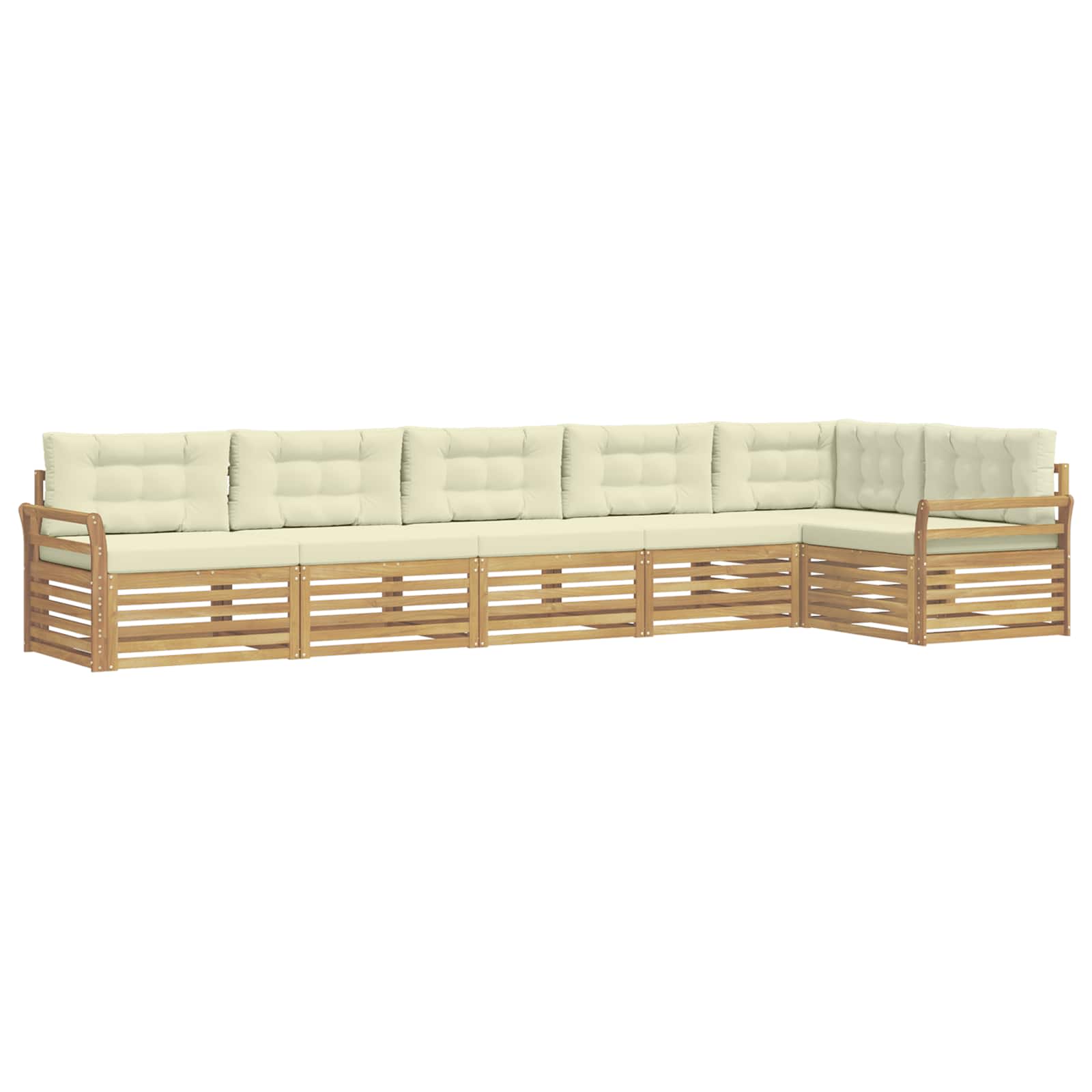 Outdoor-Sofagarnitur 6 pcs Weiß und Creme 408 x 170,5 x 73 cm