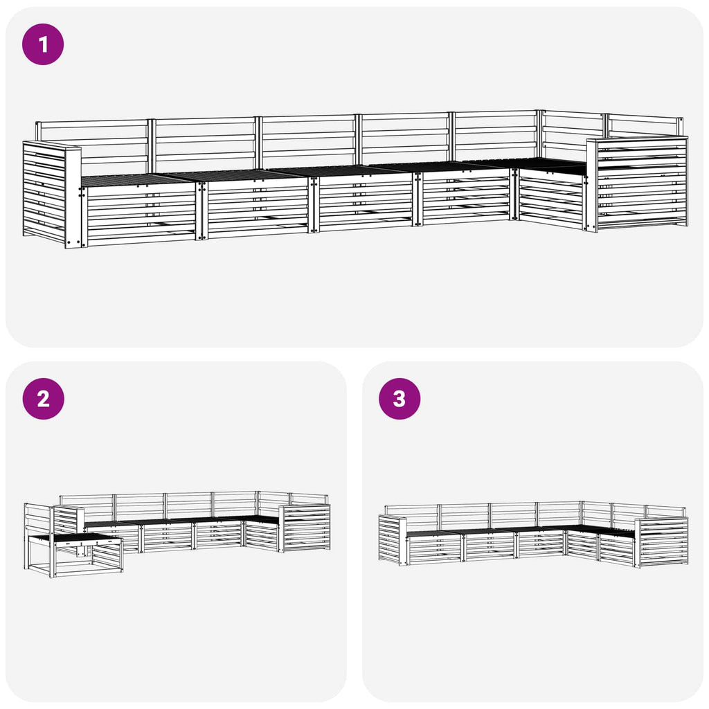Outdoor-Sofagarnitur 6 pcs Weiß 410 x 172,5 x 73 cm