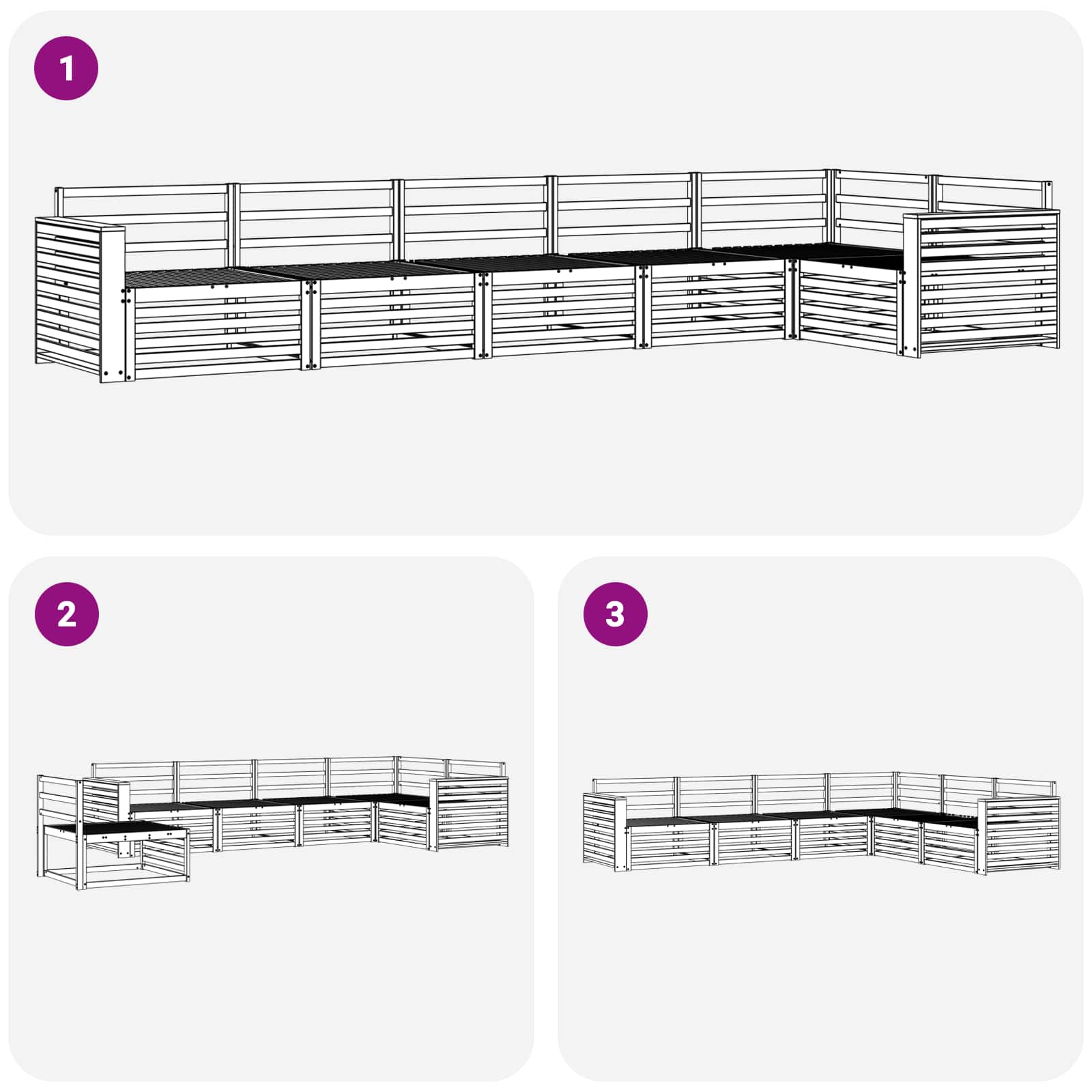 Outdoor-Sofagarnitur 6 pcs Weiß 410 x 172,5 x 73 cm