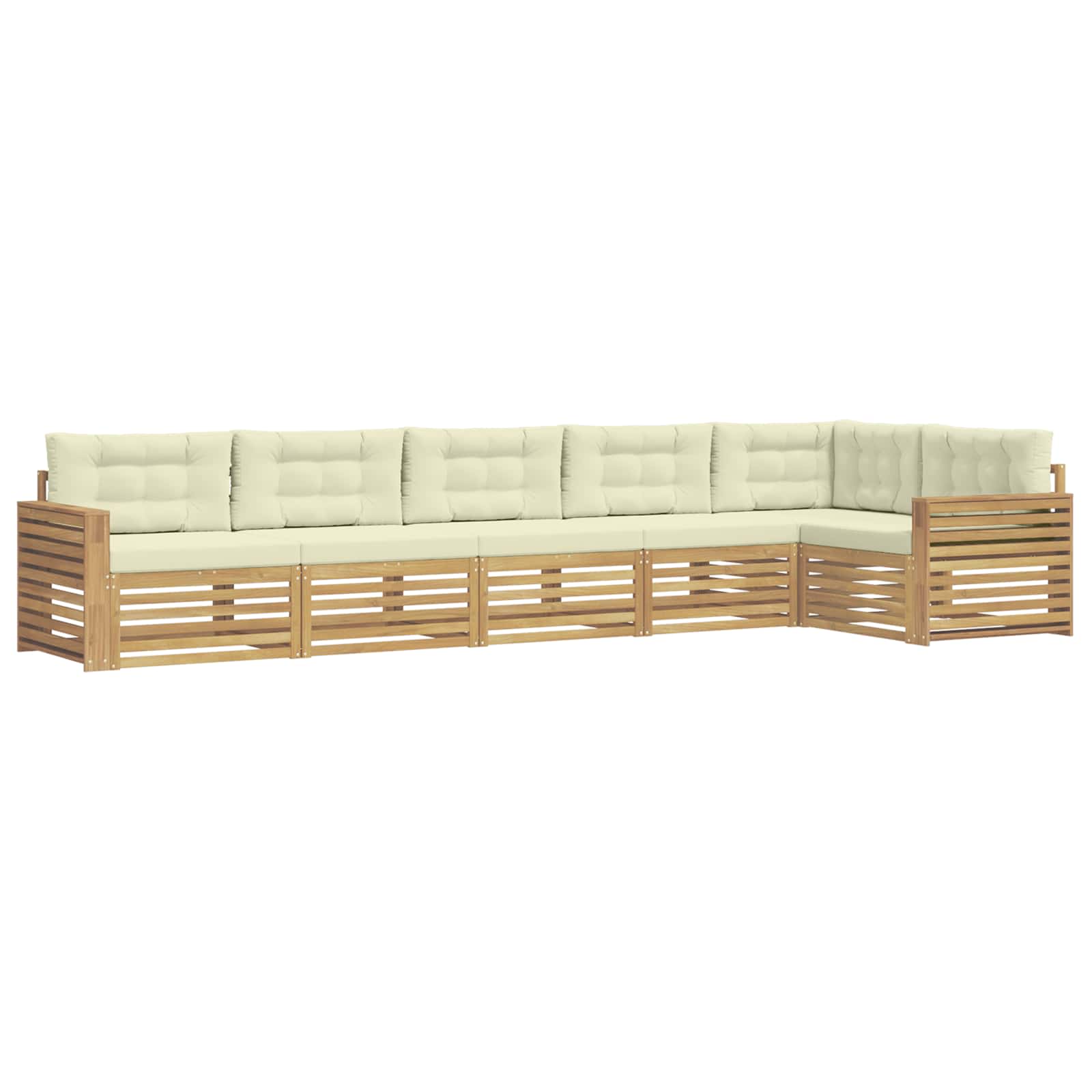 Outdoor-Sofagarnitur 6 pcs Weiß und Creme 410 x 172,5 x 73 cm