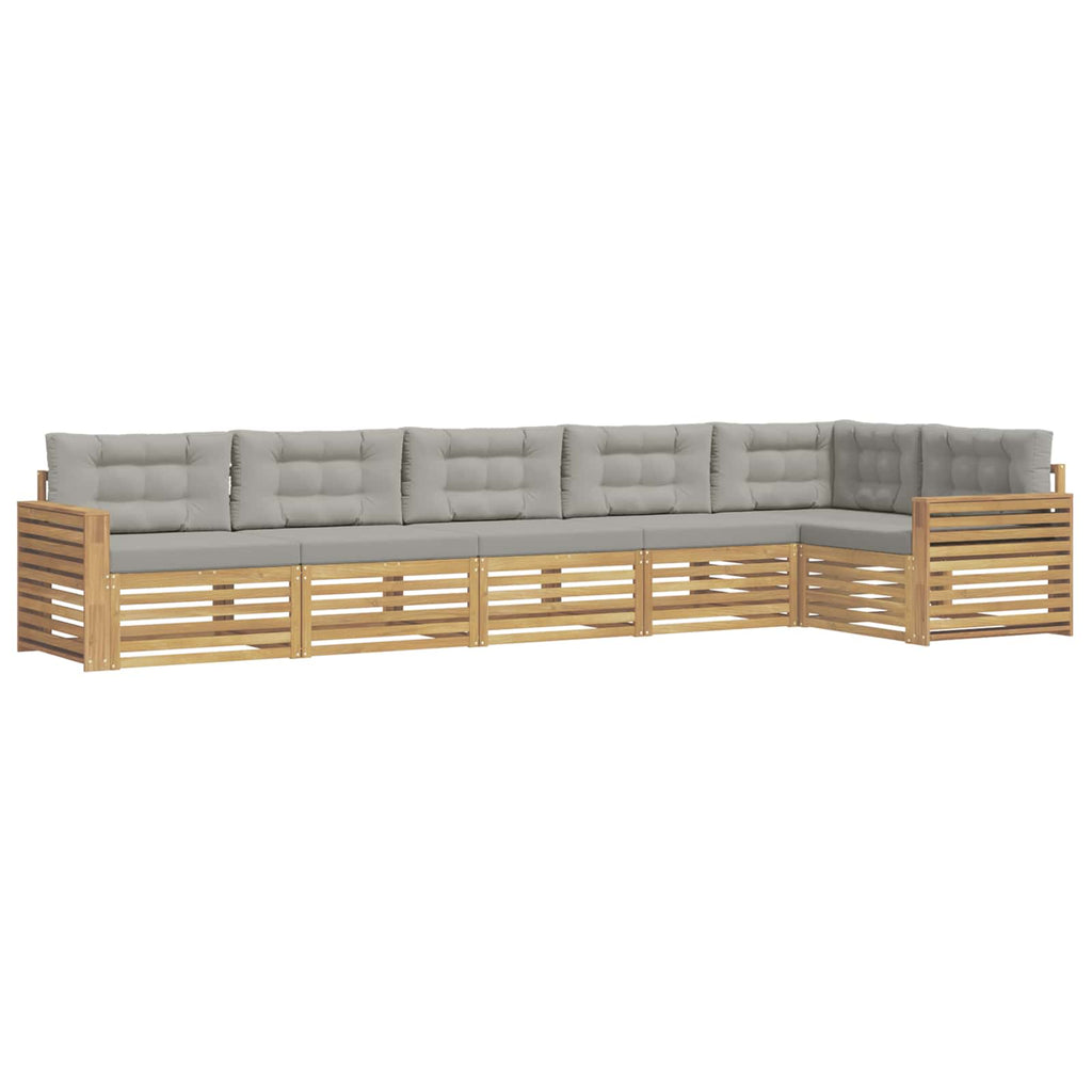 Outdoor-Sofagarnitur 6 pcs Weiß und Hellgrau