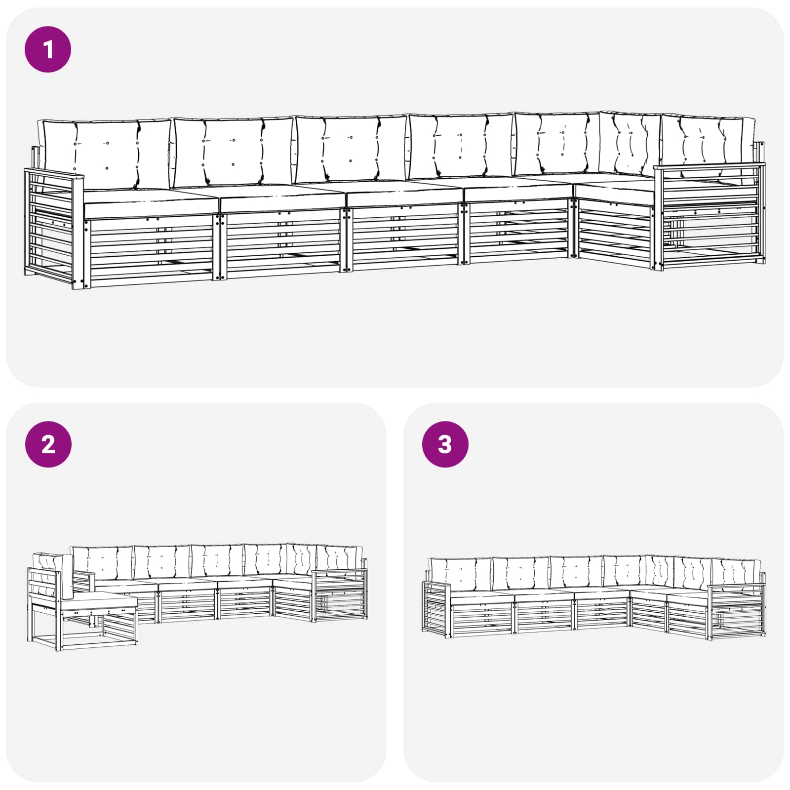 Outdoor-Sofagarnitur mit Kissen 6 pcs Weiß und Creme Polyester