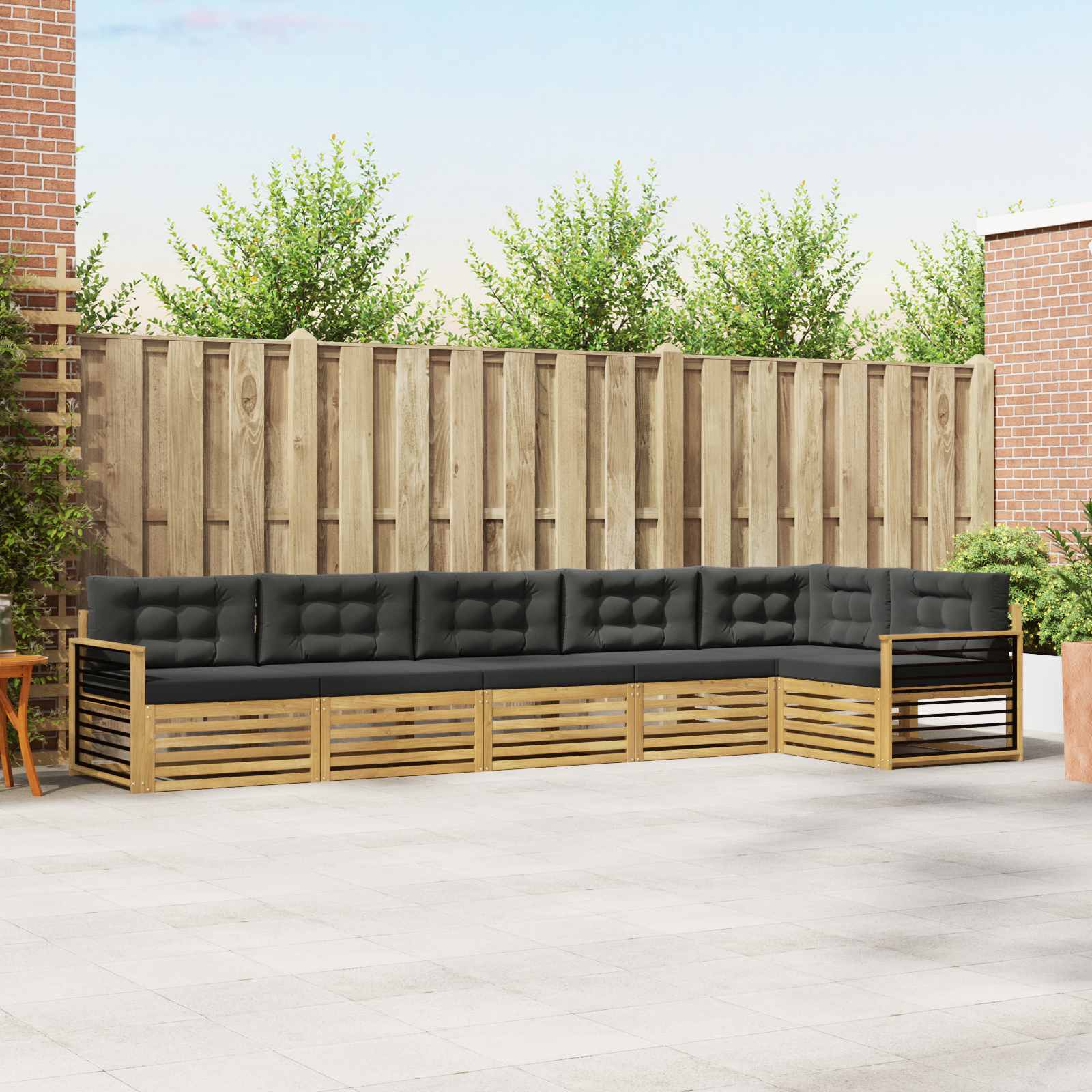 Outdoor-Sofagarnitur 6 pcs Weiß und Anthrazit Polyester