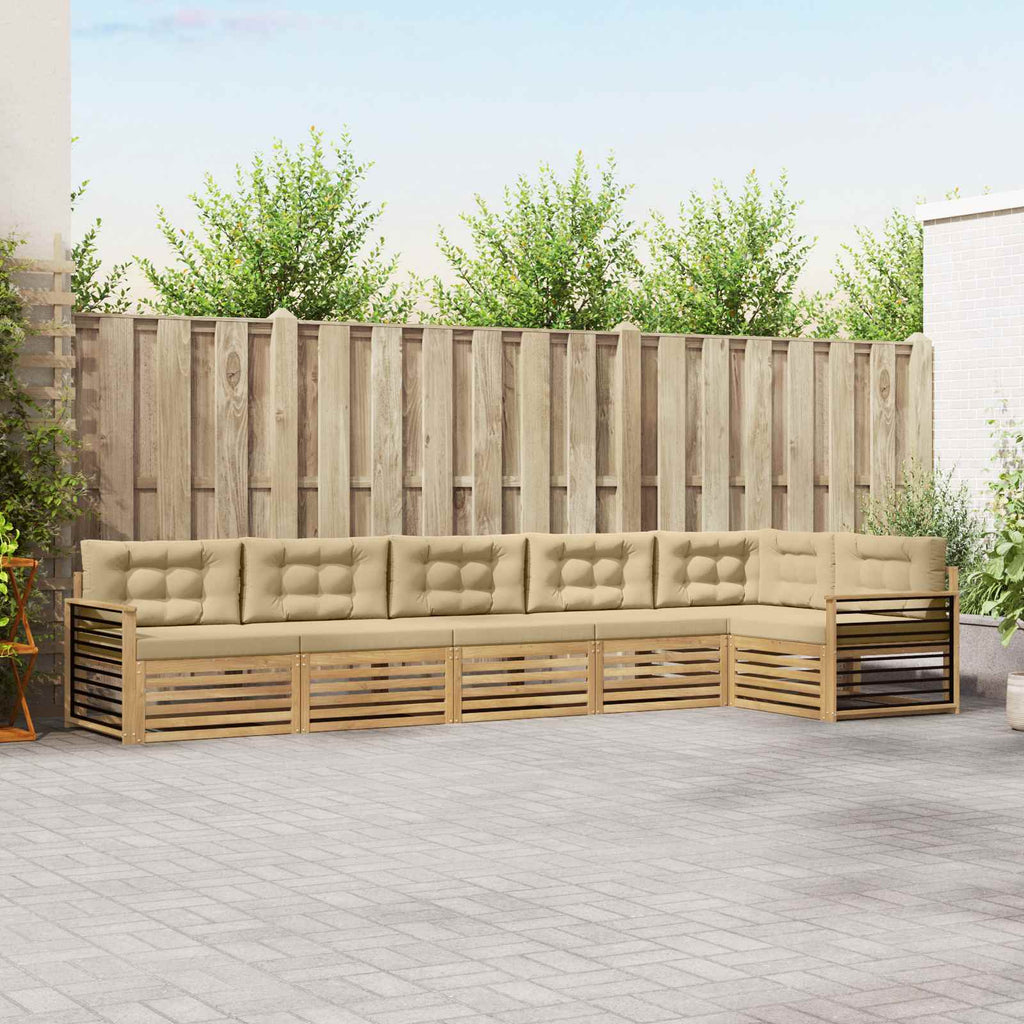 Outdoor-Sofagarnitur mit Kissen 6 pcs Weiß und Beige Polyester