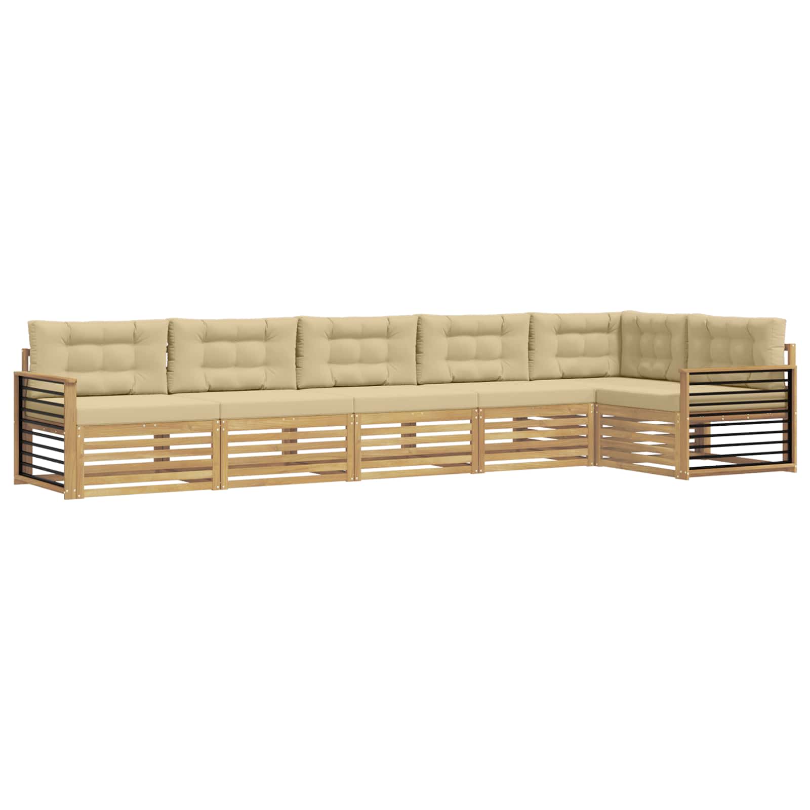 Outdoor-Sofagarnitur mit Kissen 6 pcs Weiß und Beige Polyester