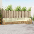 Outdoor-Sofagarnitur 6 pcs Weiß und Creme 404 x 166,5 x 73 cm