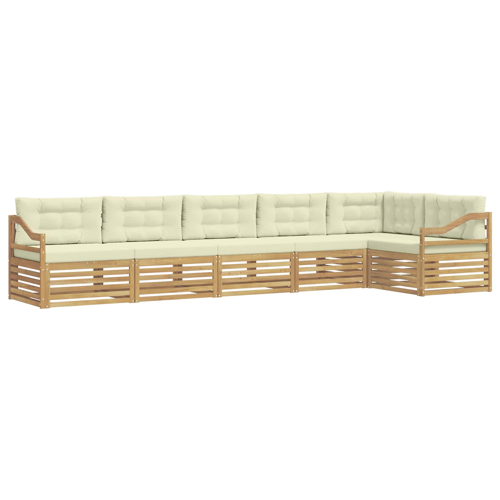 Outdoor-Sofagarnitur 6 pcs Weiß und Creme 404 x 166,5 x 73 cm