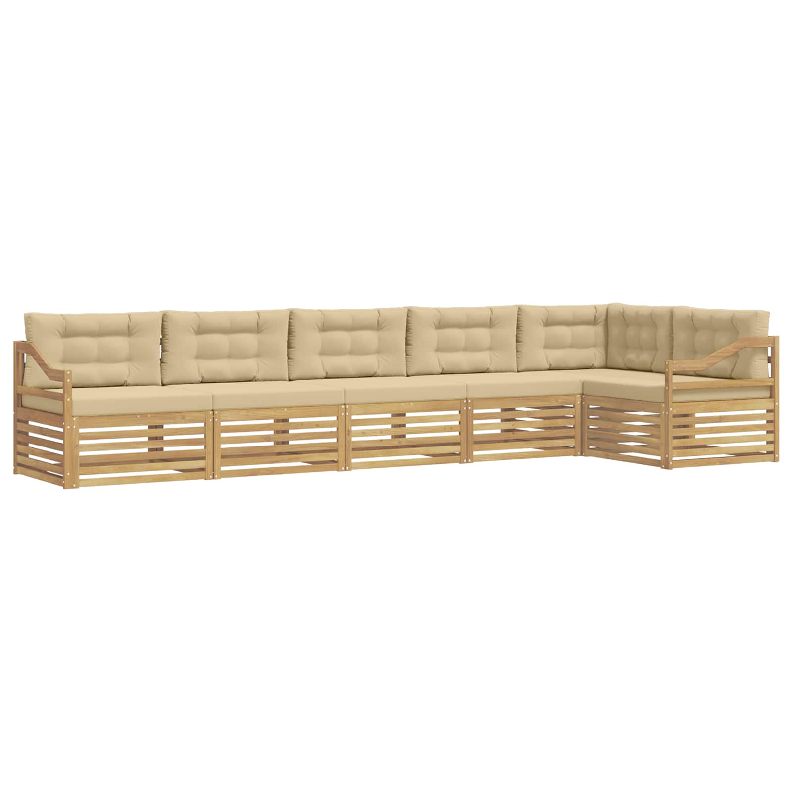 Outdoor-Sofagarnitur 6 pcs Weiß und Beige 404 x 166,5 x 73 cm