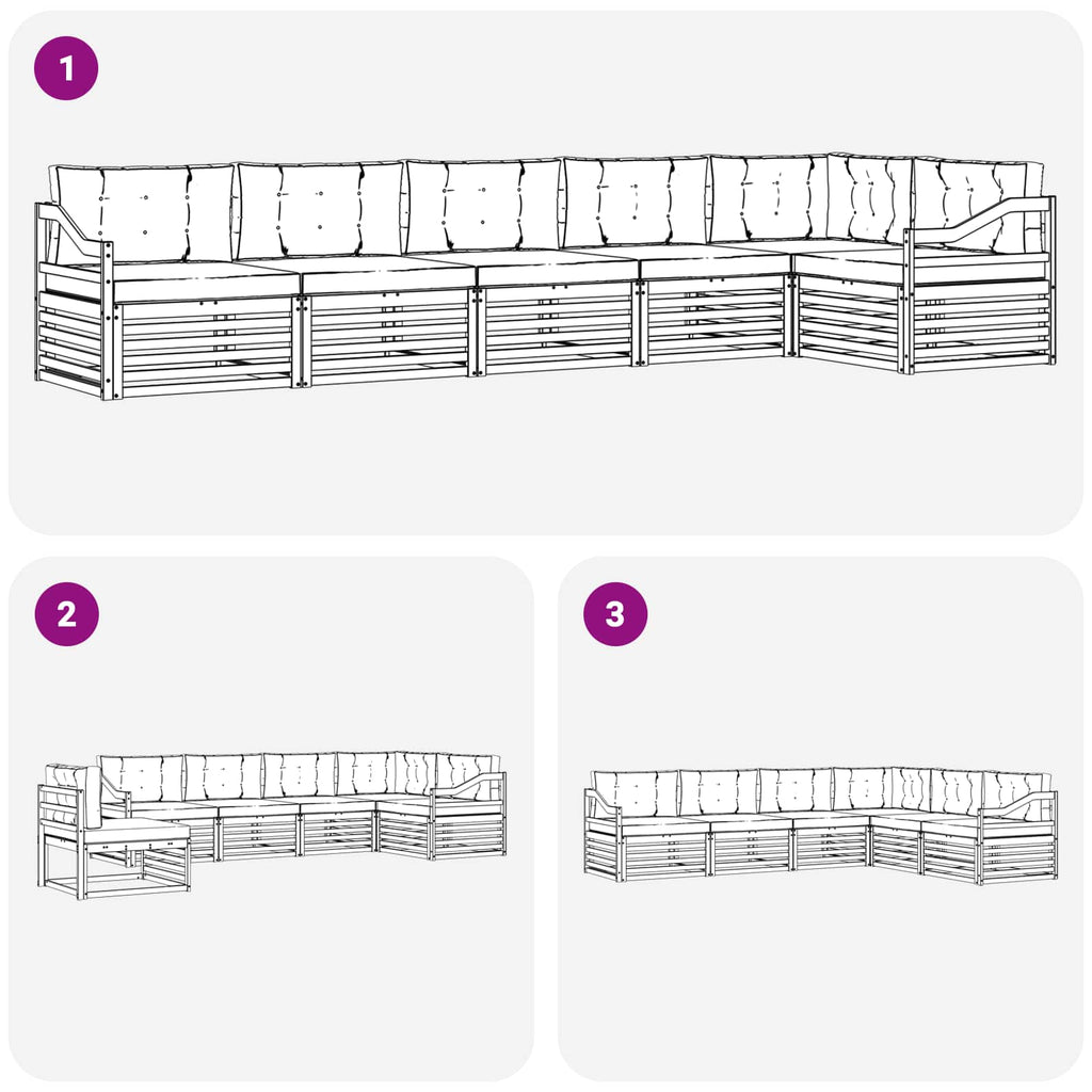 Outdoor-Sofagarnitur 6 pcs Weiß und Beige 404 x 166,5 x 73 cm