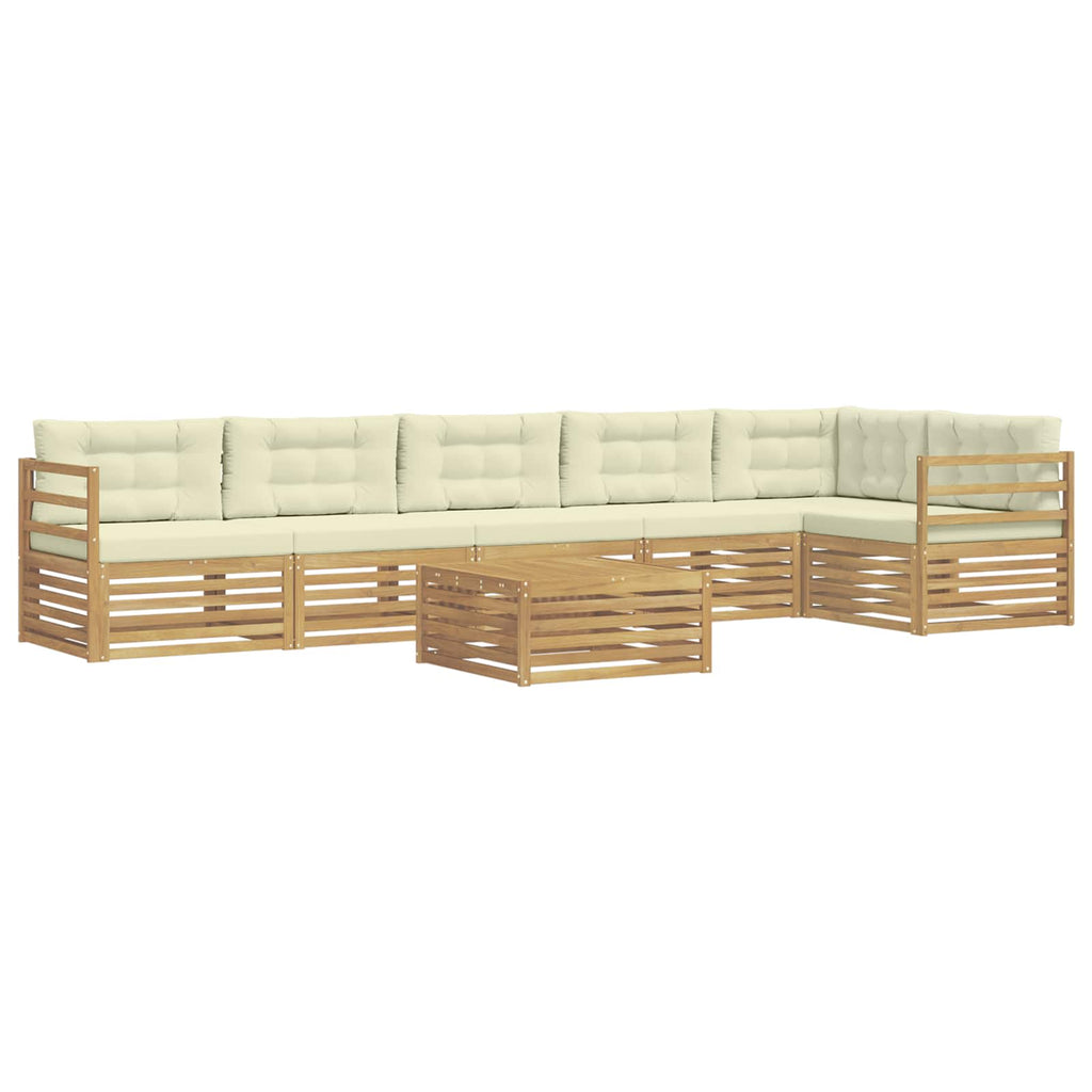 Outdoor-Sofagarnitur mit Kissen 7 pcs Weiß und Creme Polyester
