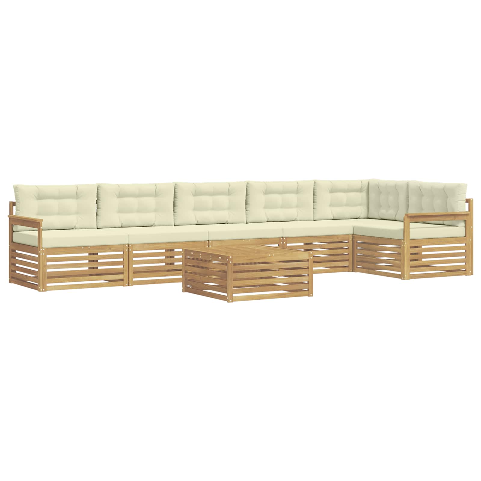 Outdoor-Sofagarnitur mit Kissen 7 pcs Weiß und Creme
