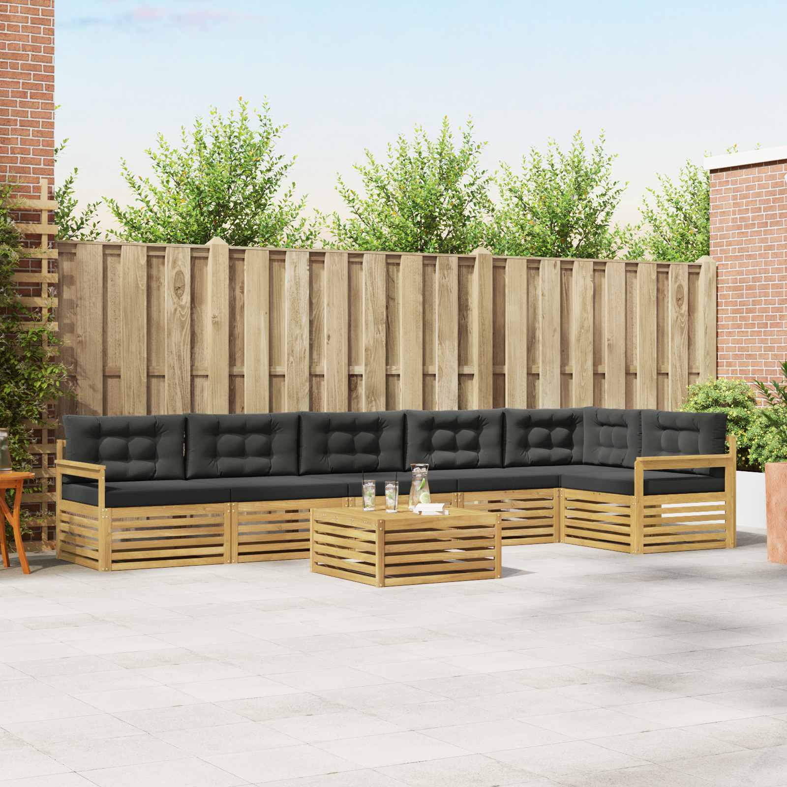 Outdoor-Sofagarnitur mit Kissen 7 pcs Weiß und Anthrazit
