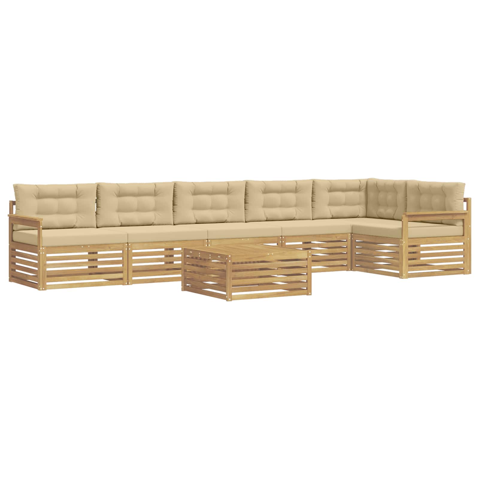 Outdoor-Sofagarnitur mit Kissen 7 pcs Weiß und Beige
