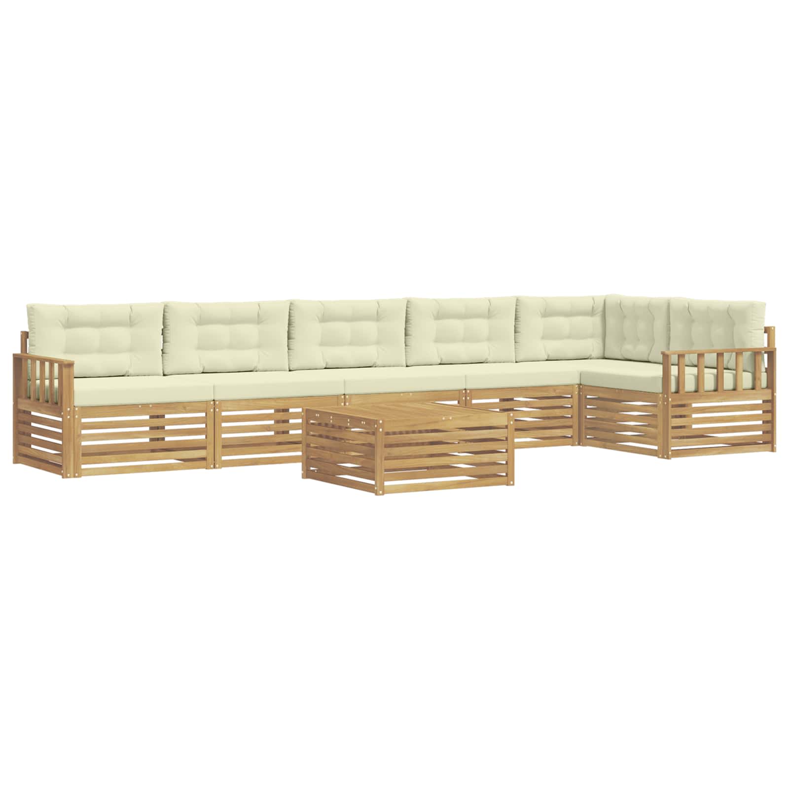 Outdoor-Sofagarnitur mit Kissen 7 pcs Weiß und Creme