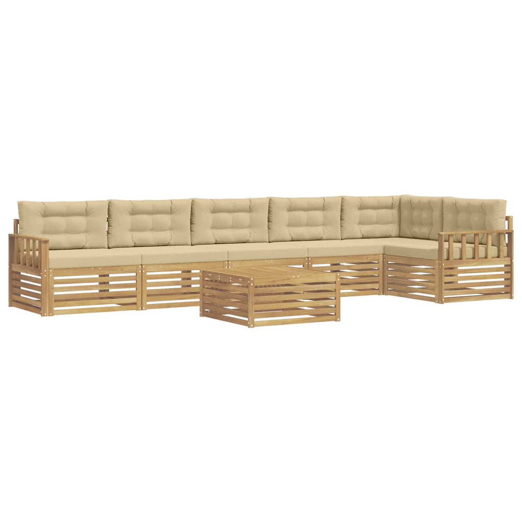 Outdoor-Sofagarnitur mit Kissen 7 pcs Weiß und Beige