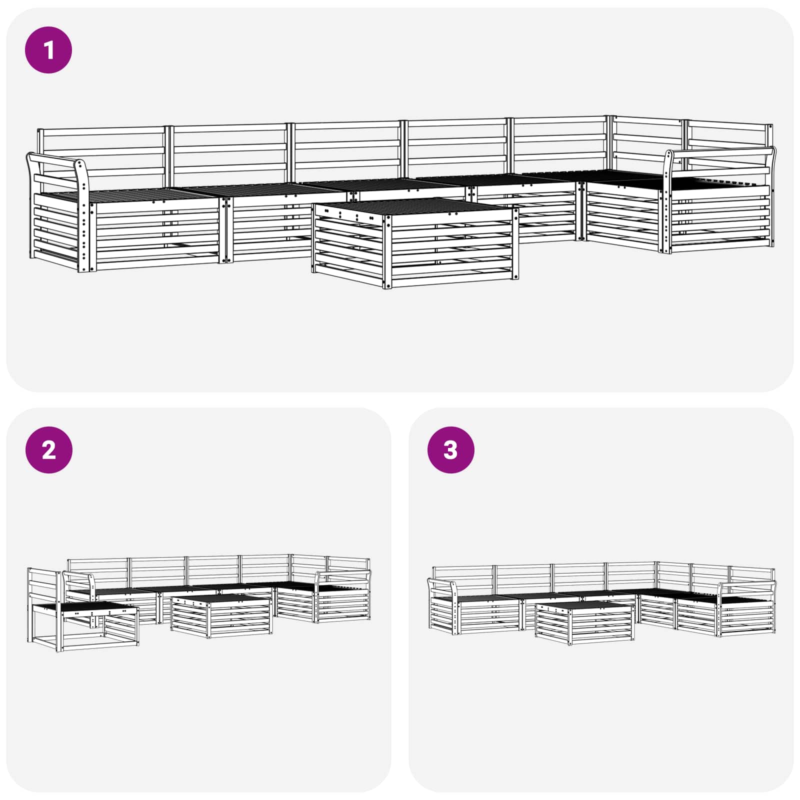 Outdoor-Sofagarnitur 7 pcs Weiß 79 x 79 x 37 cm