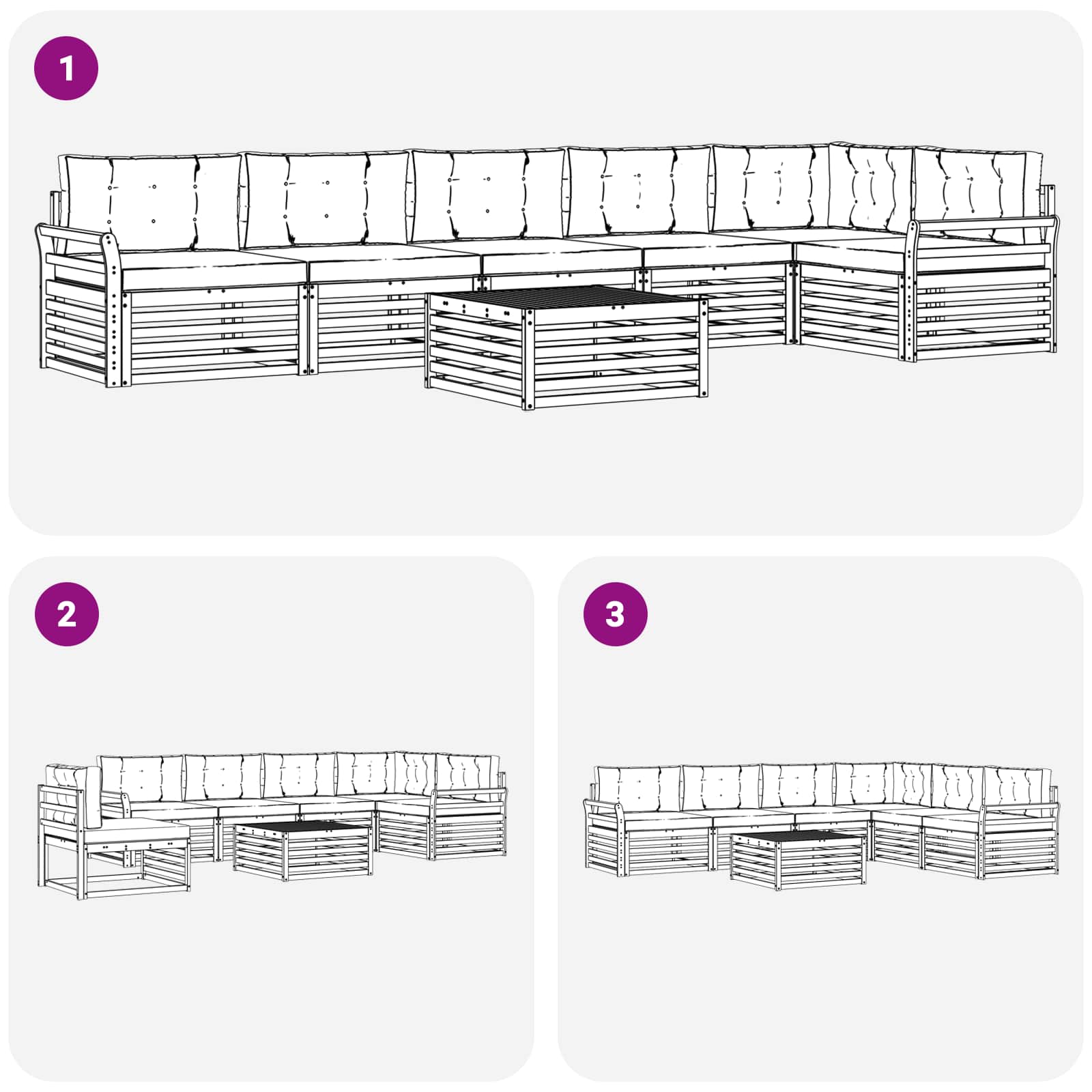 Outdoor-Sofagarnitur 7 pcs Weiß und Anthrazit 79 x 79 x 37 cm