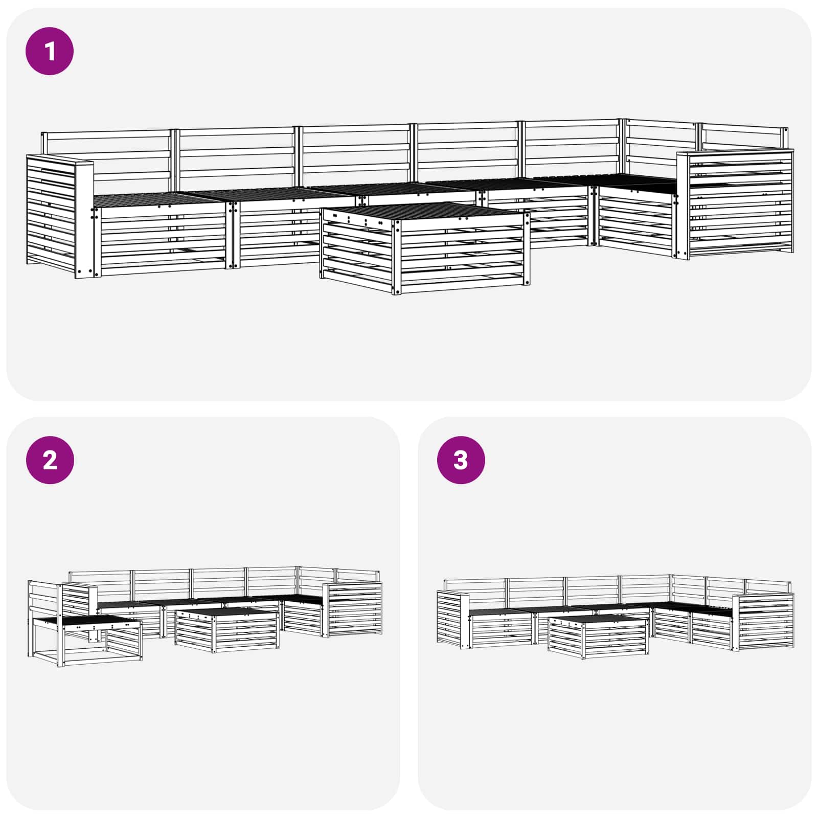 Outdoor-Sofagarnitur 7 pcs Weiß 79 x 79 x 37 cm