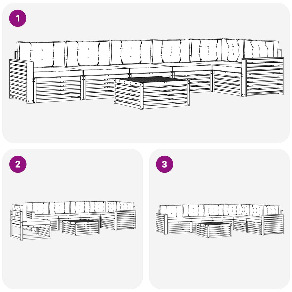 Outdoor-Sofagarnitur 7 pcs Weiß und Creme 79 x 79 x 37 cm