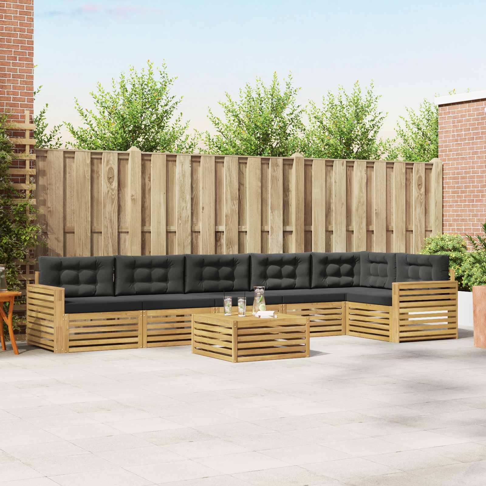 Outdoor-Sofagarnitur 7 pcs Weiß und Anthrazit 79 x 79 x 37 cm