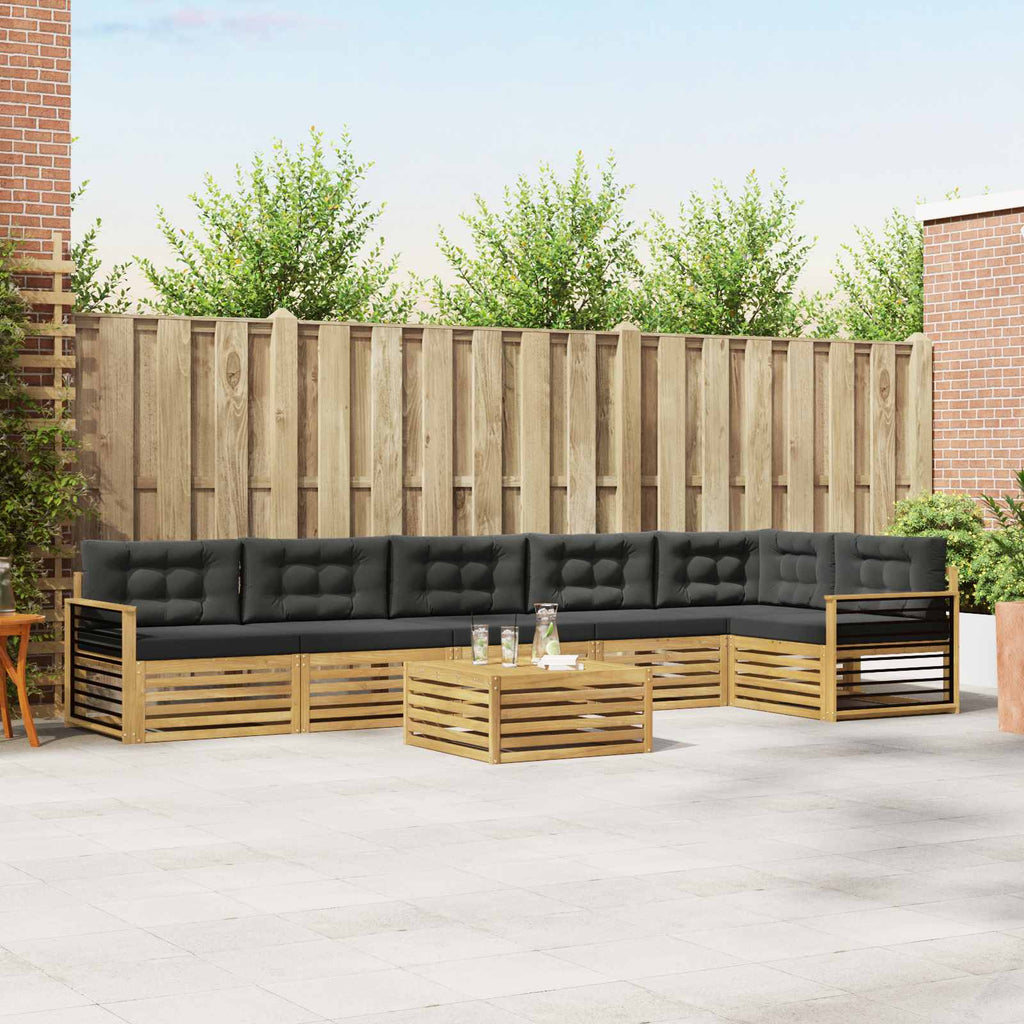 Outdoor-Sofagarnitur mit Kissen 7 pcs Weiß und Anthrazit