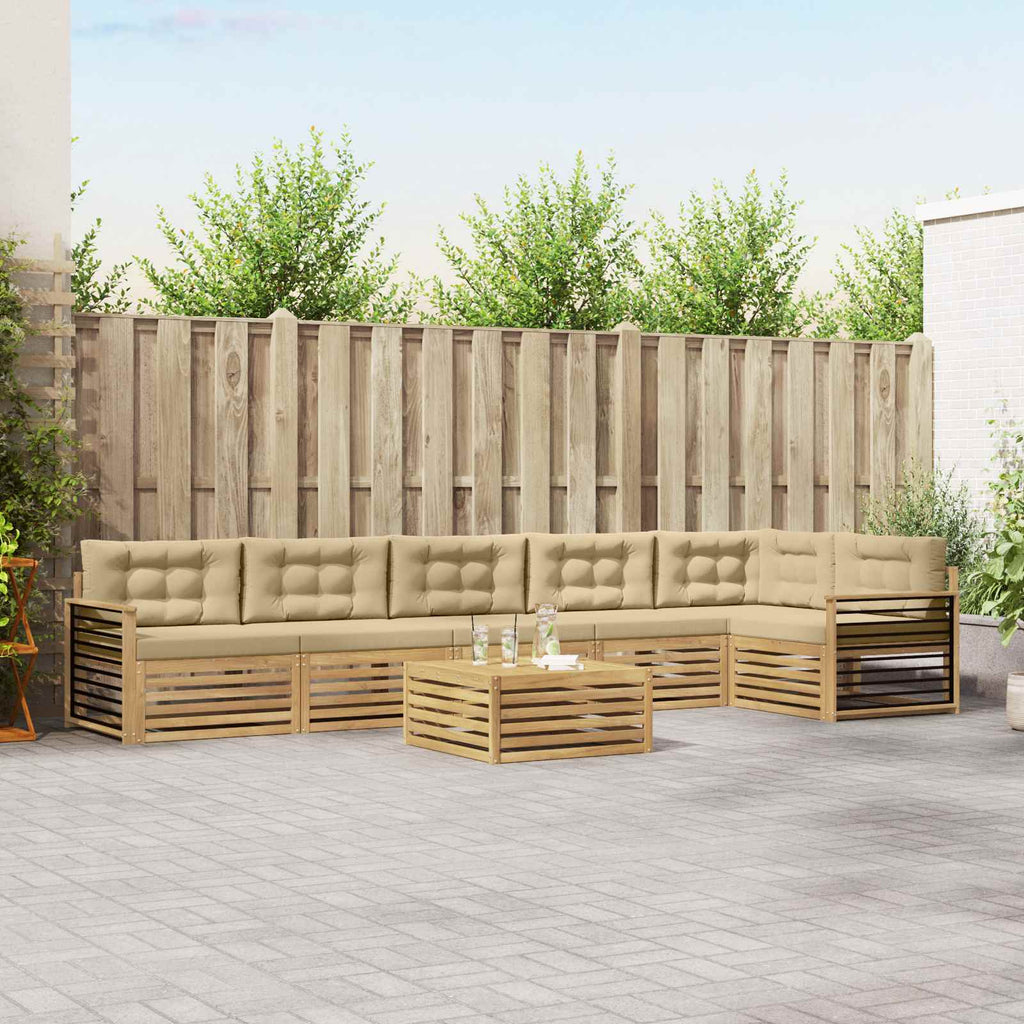 Outdoor-Sofagarnitur mit Kissen 7 pcs Weiß und Beige