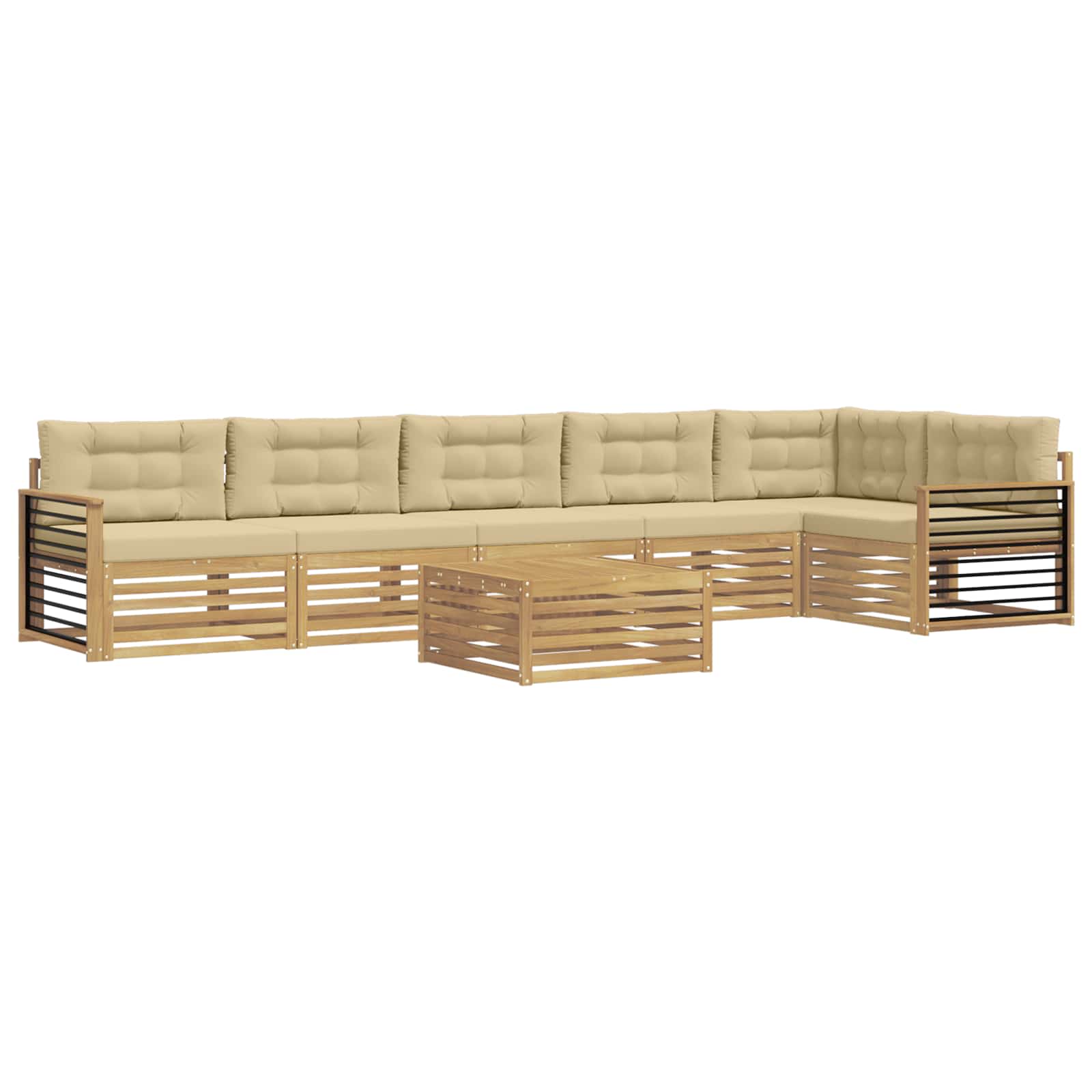 Outdoor-Sofagarnitur mit Kissen 7 pcs Weiß und Beige