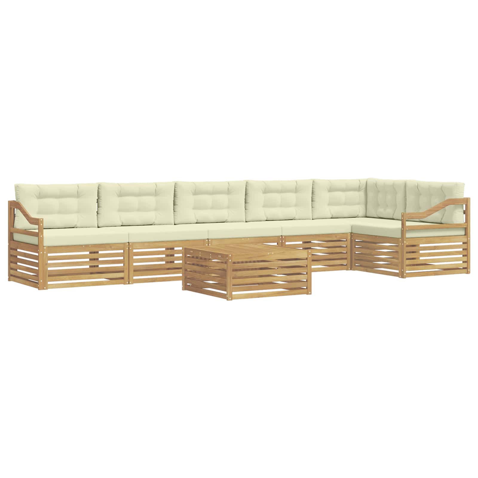 Outdoor-Sofagarnitur mit Kissen 7 pcs Weiß und Creme Polyester