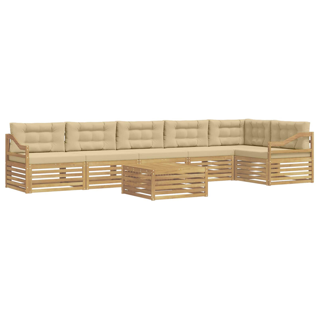 Outdoor-Sofagarnitur mit Kissen 7 pcs Weiß und Beige Polyester