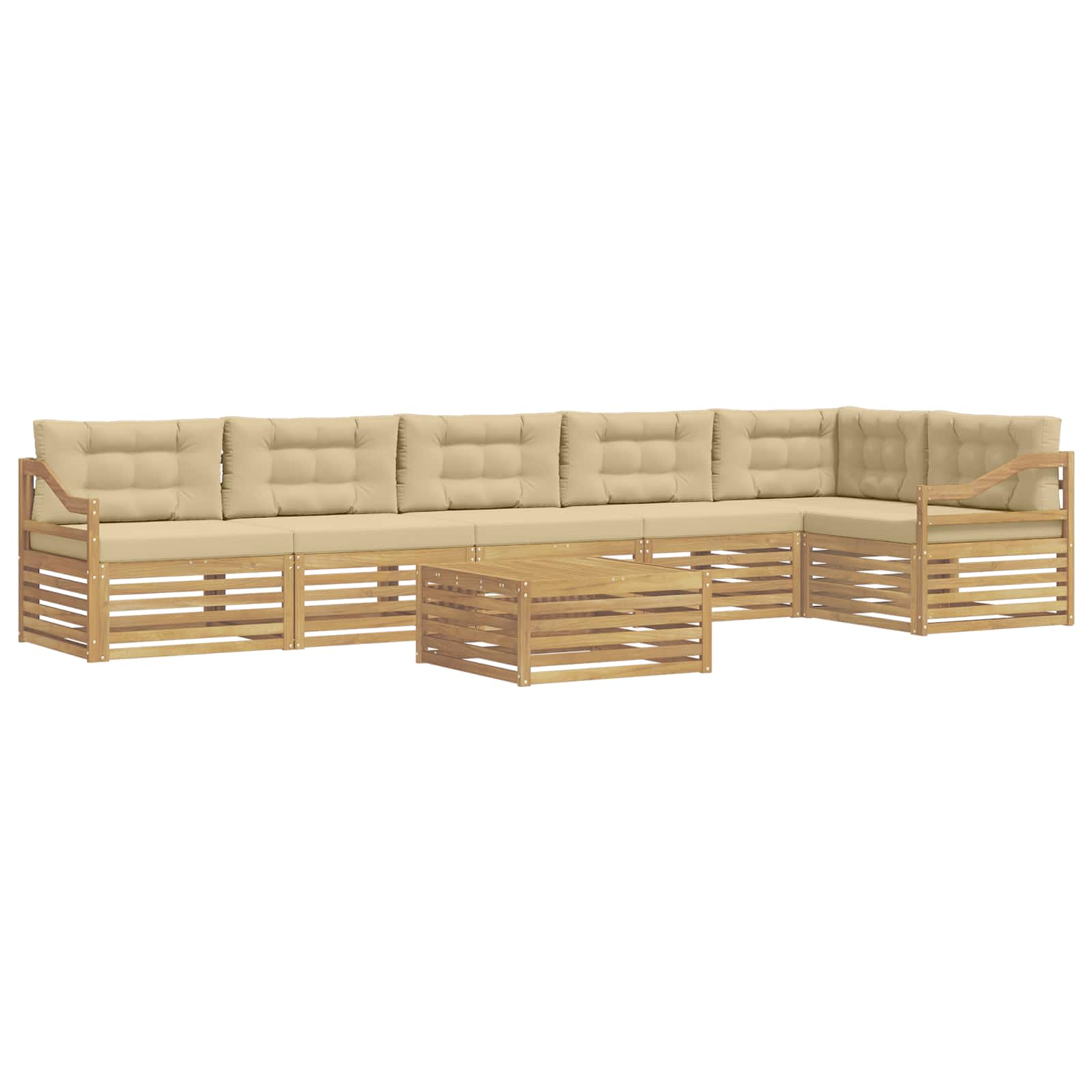 Outdoor-Sofagarnitur mit Kissen 7 pcs Weiß und Beige Polyester