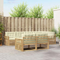 Outdoor-Sofagarnitur mit Kissen 7 pcs Weiß und Creme Polyester
