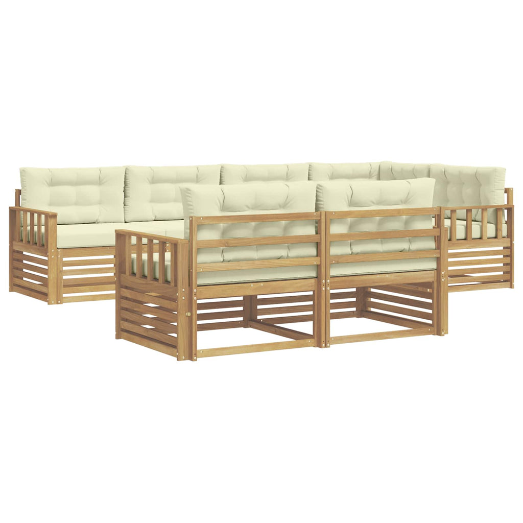 Outdoor-Sofagarnitur mit Kissen 7 pcs Weiß und Creme Polyester