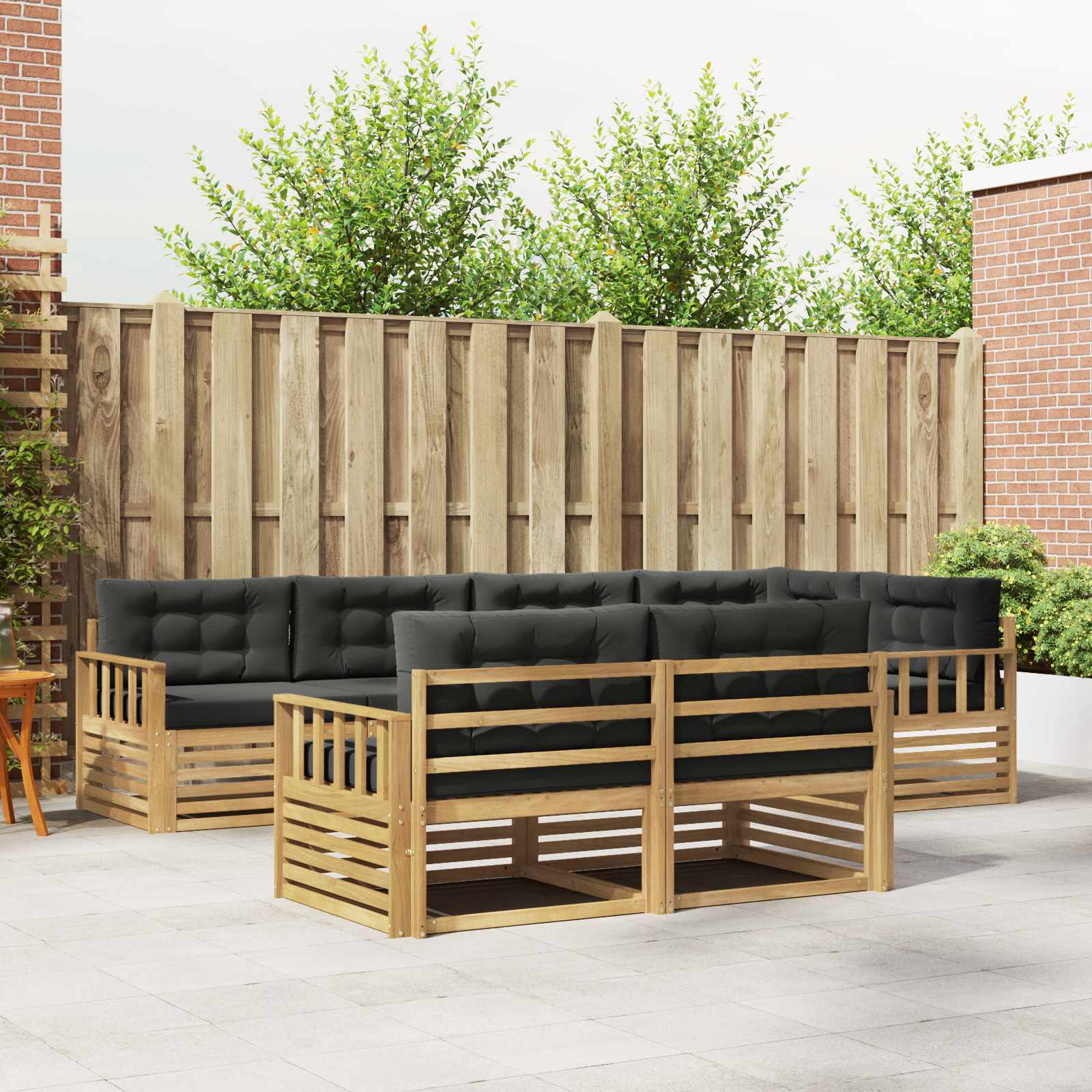 Outdoor-Sofagarnitur 7 pcs Weiß und Anthrazit Polyester