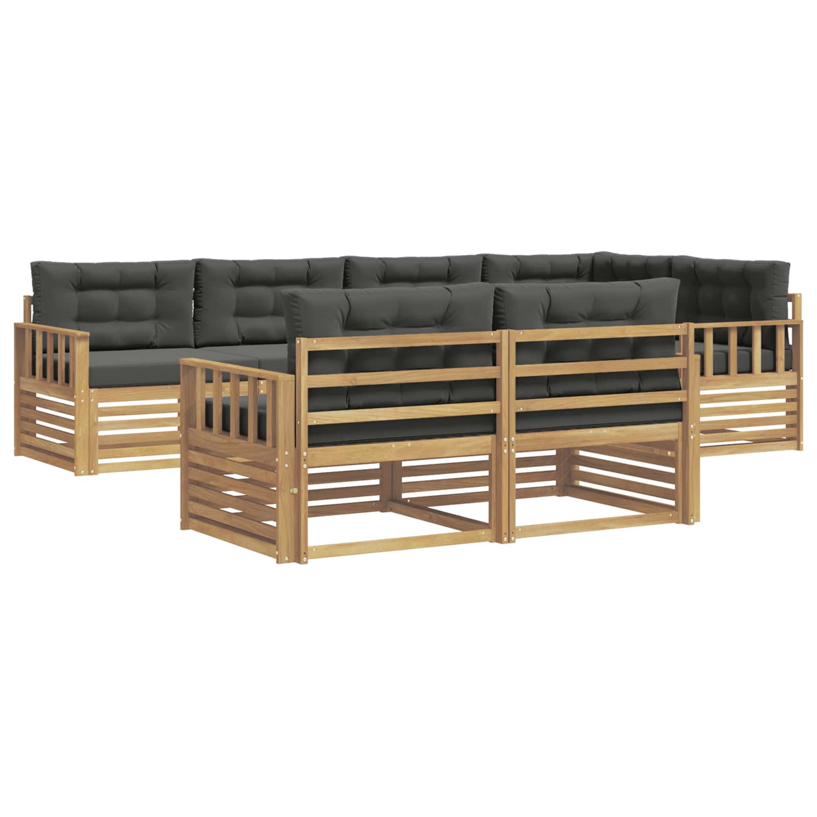Outdoor-Sofagarnitur 7 pcs Weiß und Anthrazit Polyester