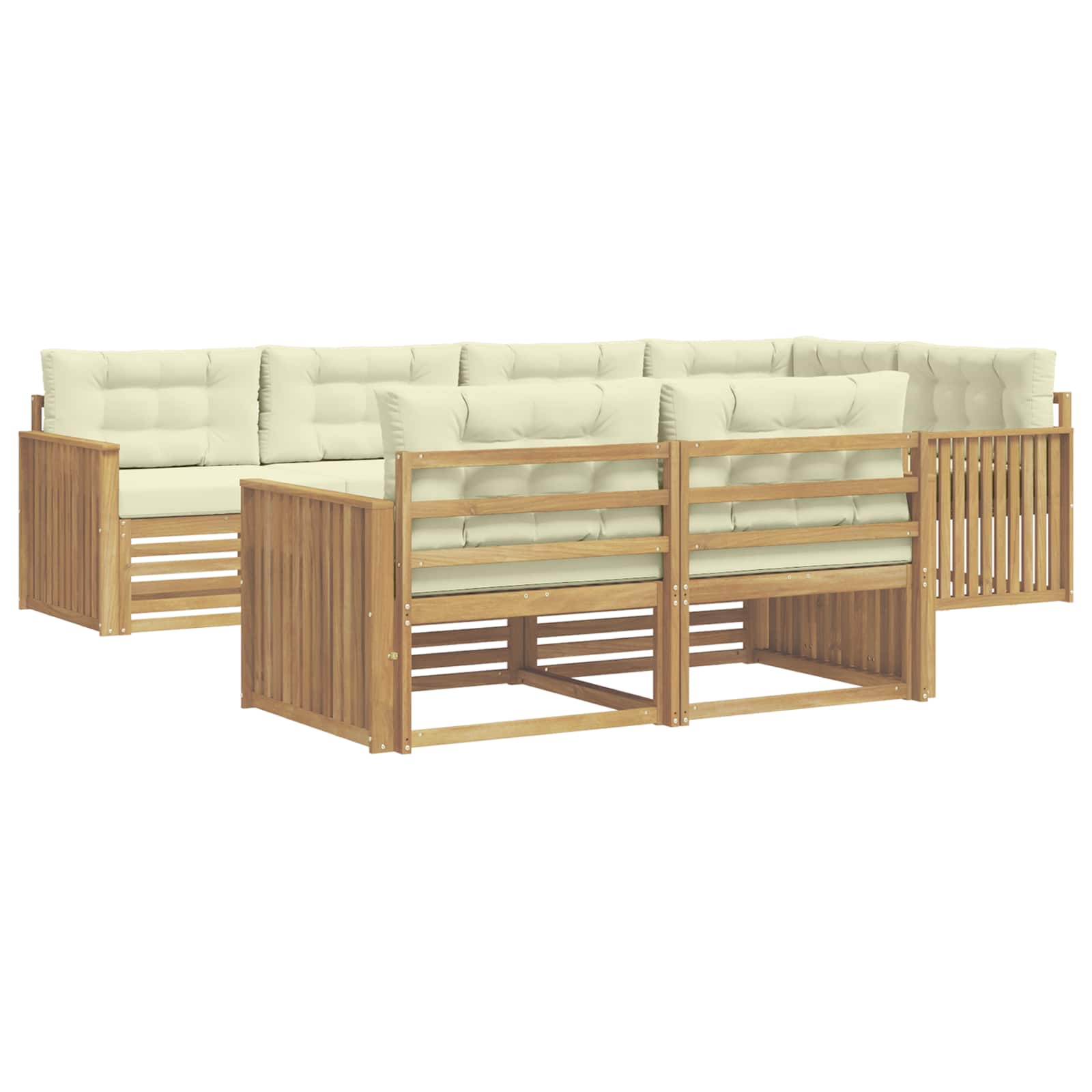 Outdoor-Sofagarnitur 7 pcs Weiß und Creme 327 x 168,5 x 73 cm