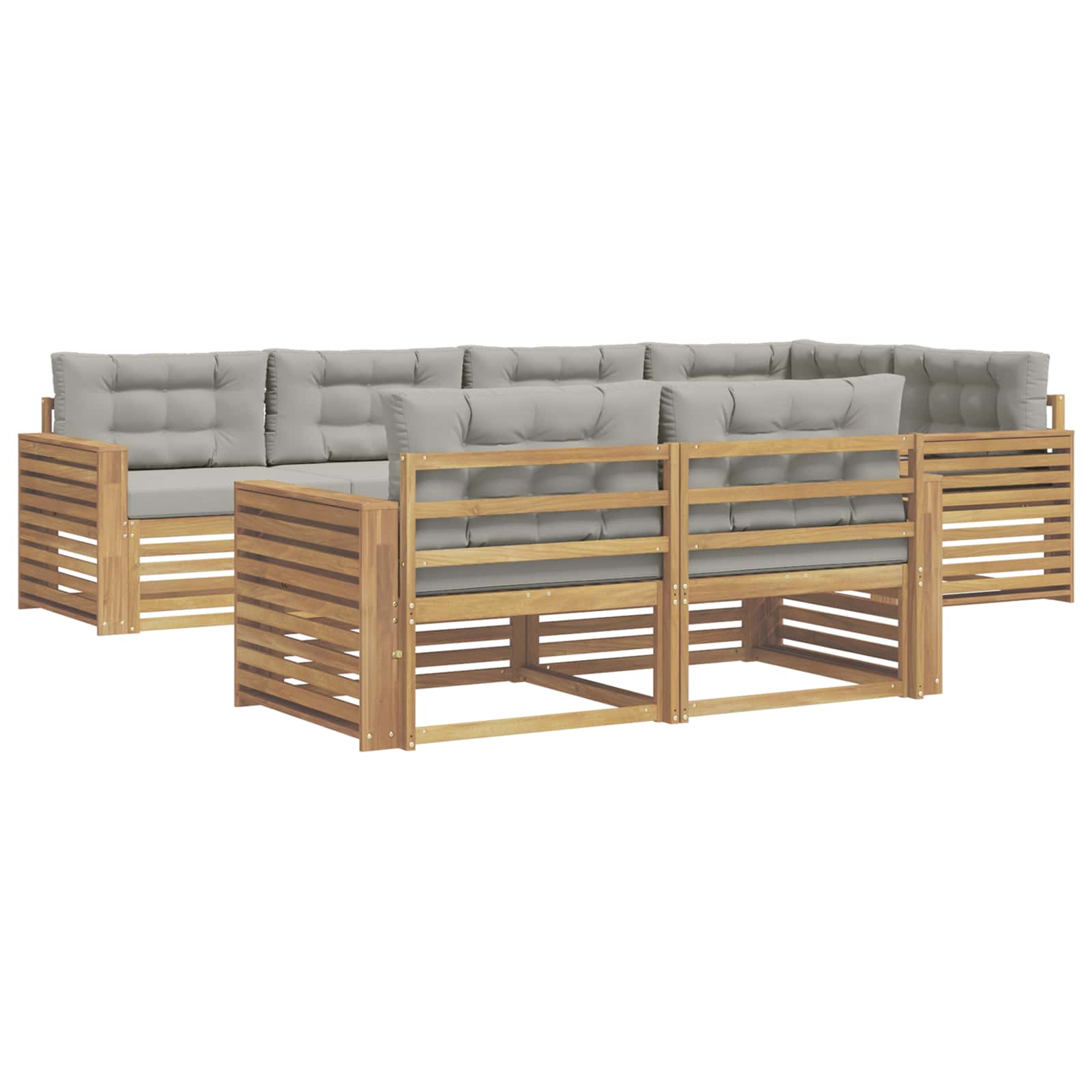 Outdoor-Sofagarnitur 7 pcs Weiß und Hellgrau