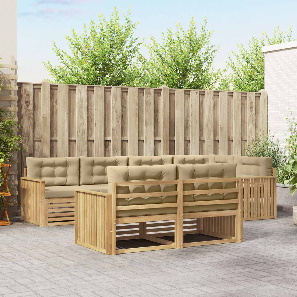 Outdoor-Sofagarnitur 7 pcs Weiß und Beige 327 x 168,5 x 73 cm