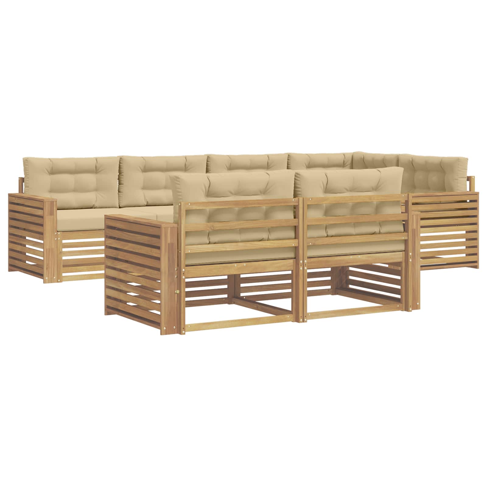 Outdoor-Sofagarnitur 7 pcs Weiß und Beige 327 x 168,5 x 73 cm
