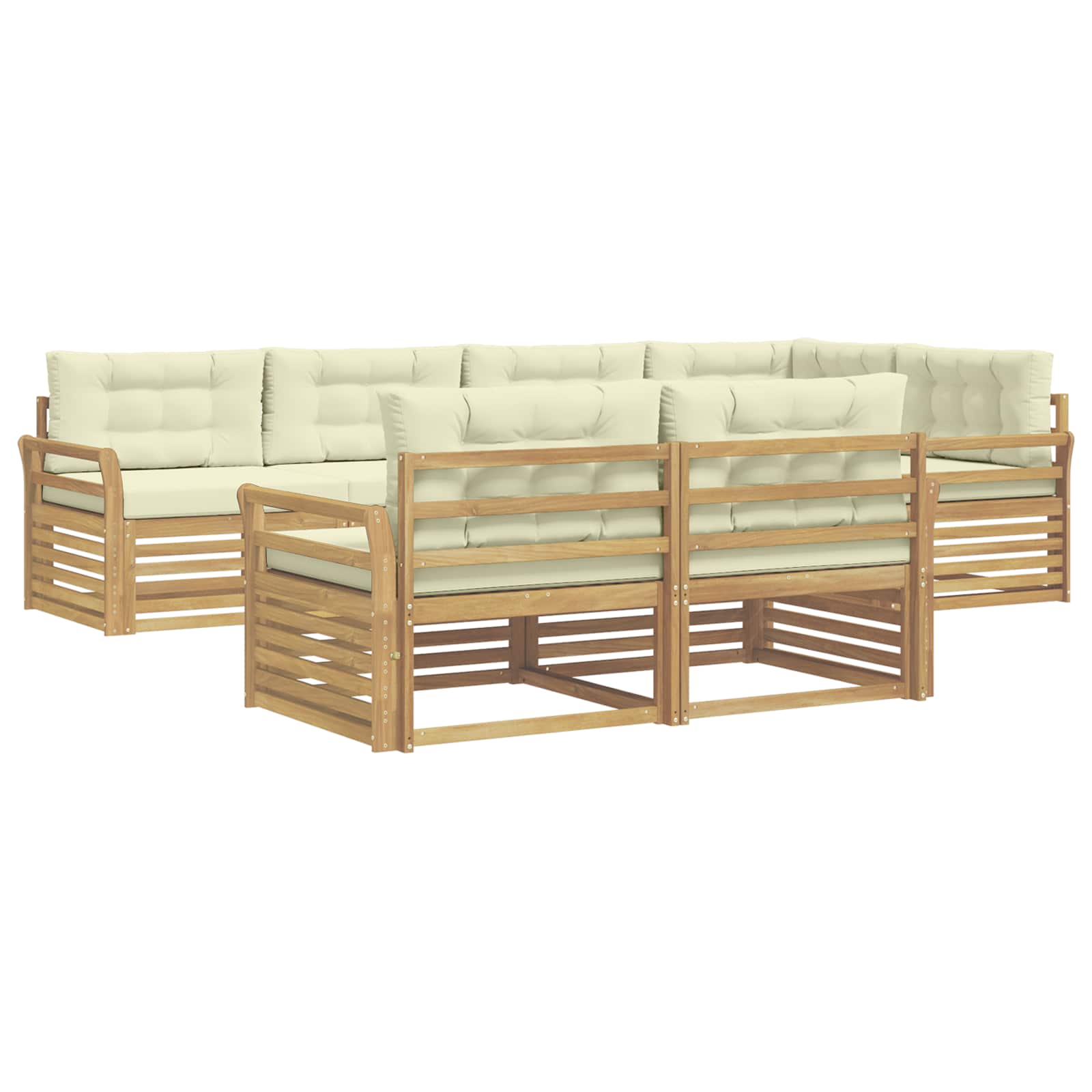 Outdoor-Sofagarnitur 7 pcs Weiß und Creme 329 x 170,5 x 73 cm